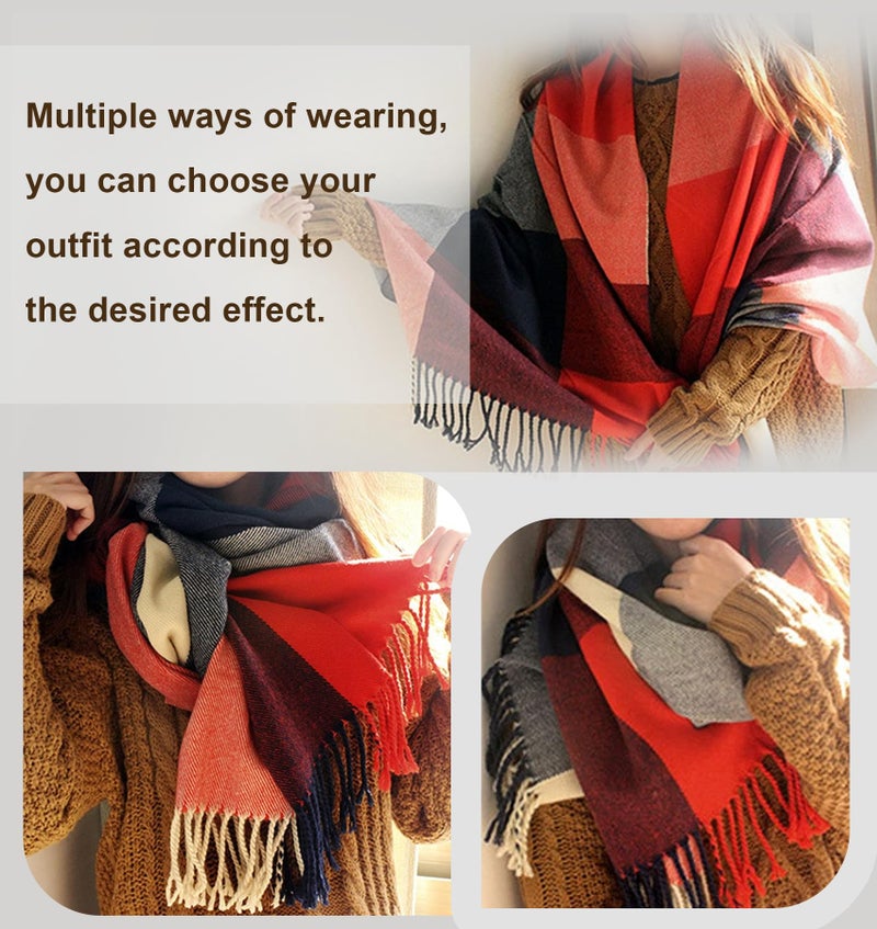 YSense Winter Scarf for Women, Fashion Long Plaid Scarves Warm Big Tartan Blanket Wrap Shawl Ladies Gifts - Image 5